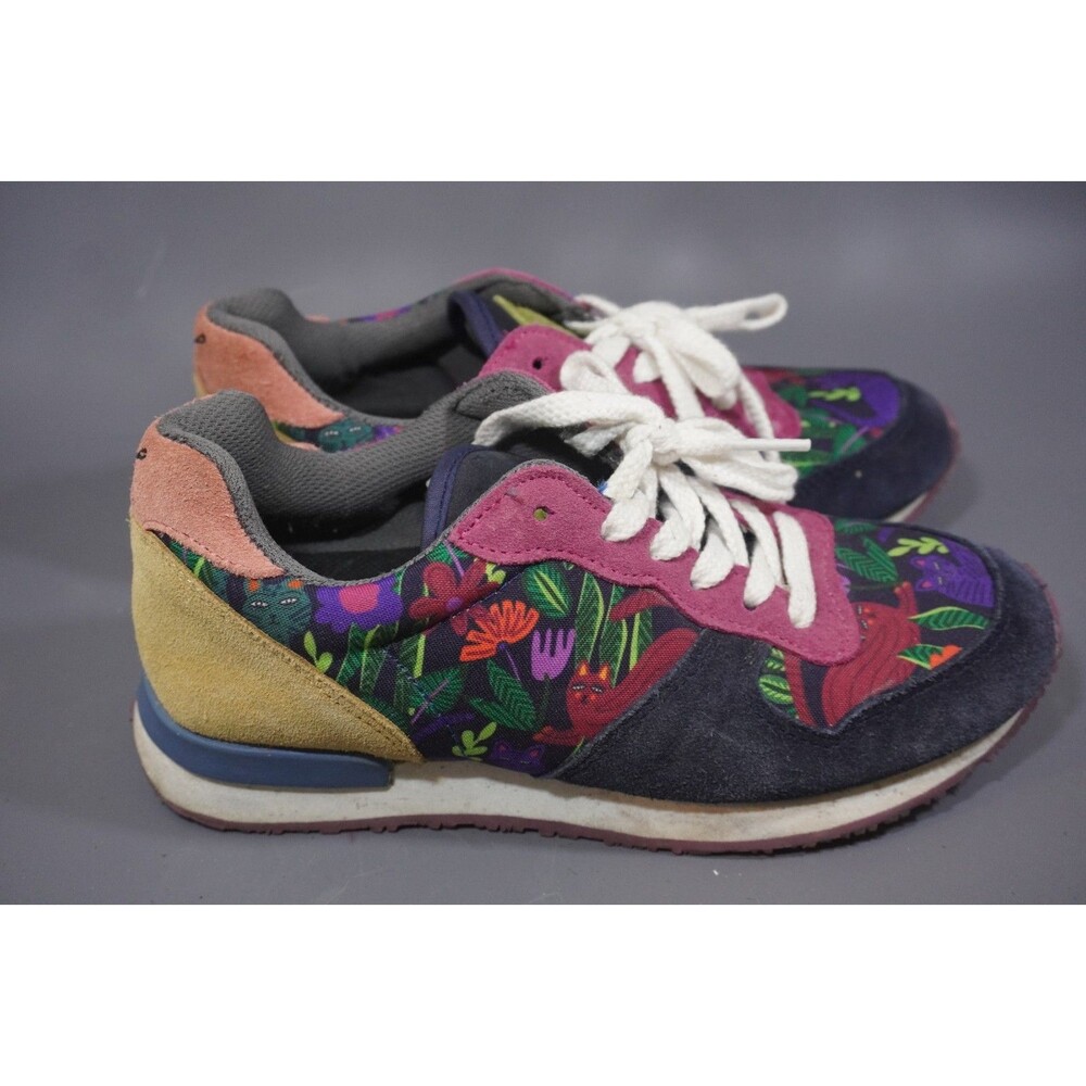Inkkas Sokoke Jogger Womens Sz 7 Mens 5 Hand Drawn Art Cat Floral Abstract Print